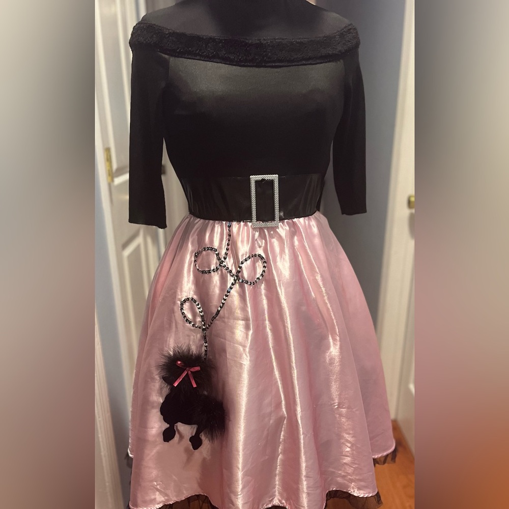 💗 1950s Pink Poodle Skirt Costume – Rockabilly Sock Hop Outfit 💗